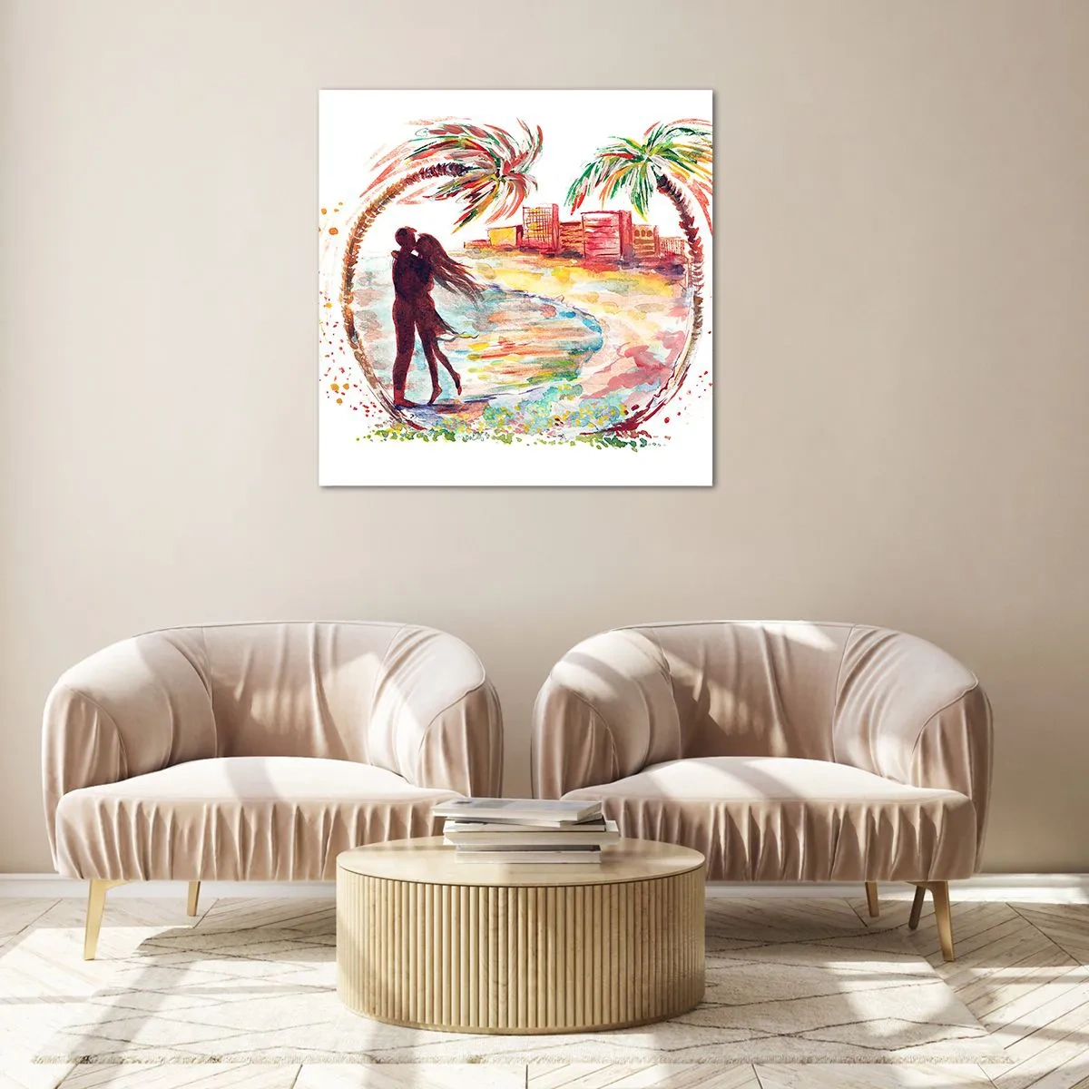 Schilderen op glas - Romantische vakantie - 70x70 cm