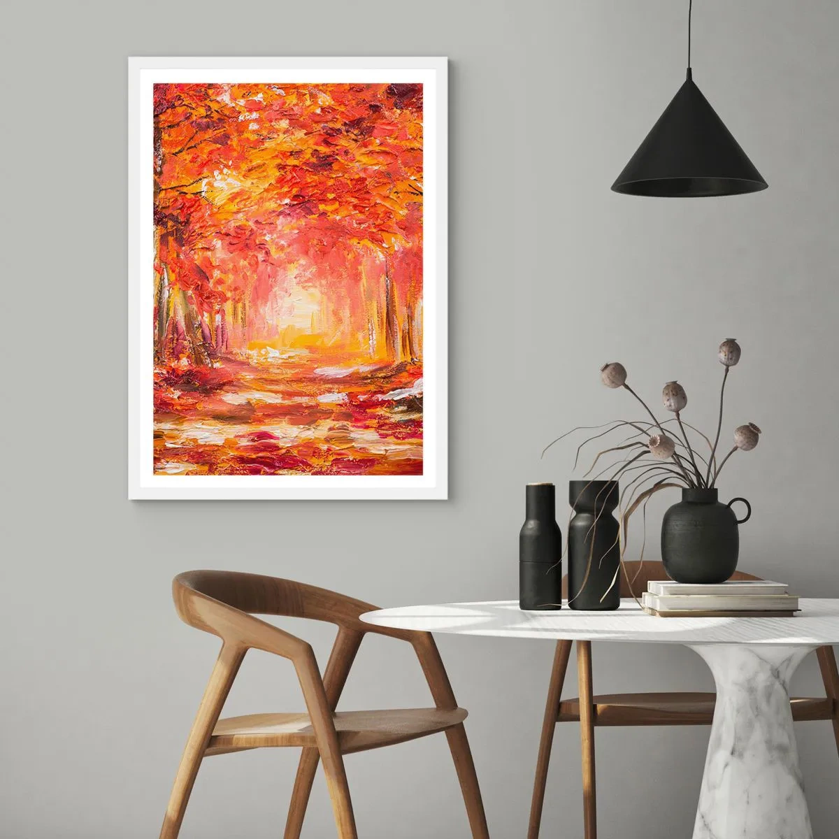 Poster in een witte lijst - Koperen bos - 70x100 cm