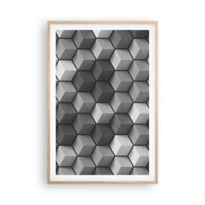Een poster in een licht eiken lijst - Kubistische puzzel - 61x91 cm