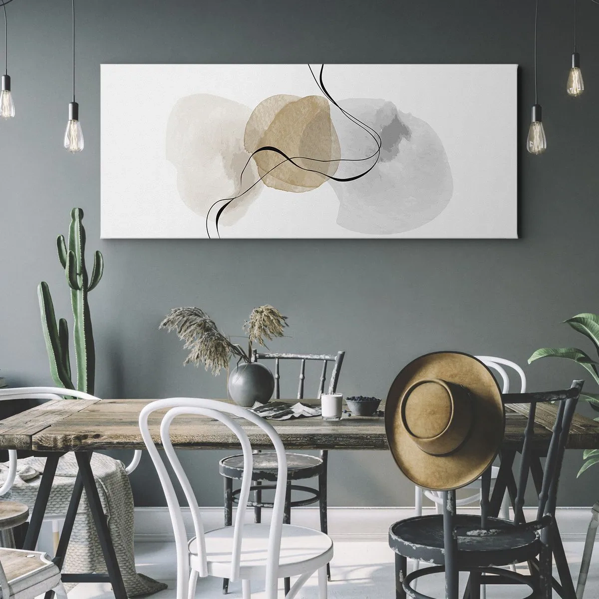 Schilderen op canvas - Lucht kralen - 100x40 cm