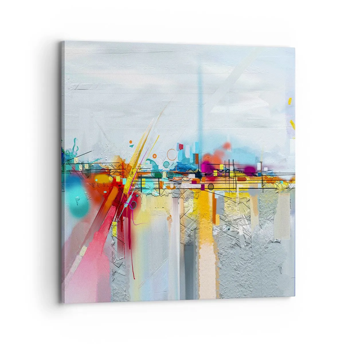 Schilderen op canvas - Brug van vreugde bij de rivier van het leven - 70x70 cm