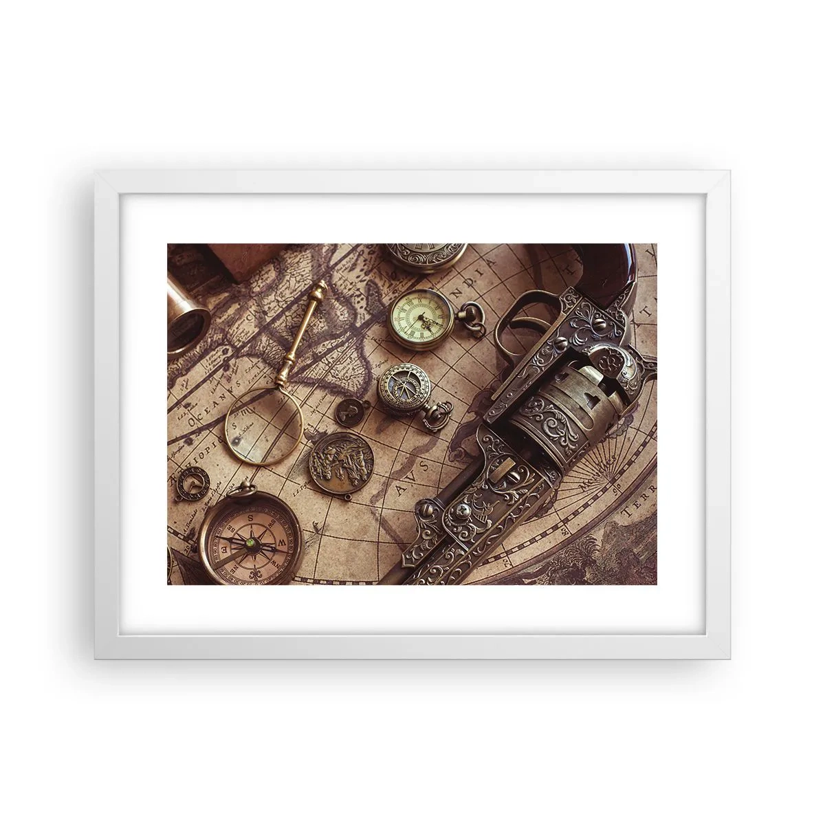 Poster in een witte lijst - Avontuur roept - 40x30 cm