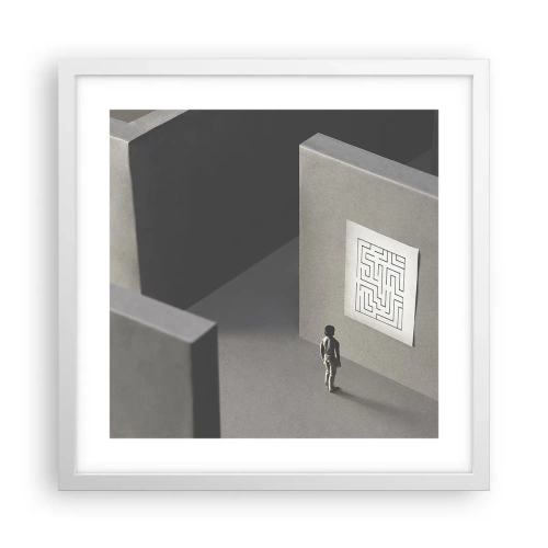 Poster in een witte lijst - Maar waar ben ik? - 40x40 cm