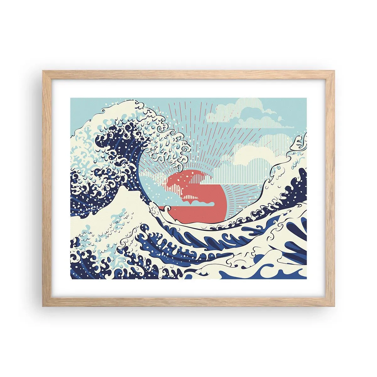 Een poster in een licht eiken lijst - Van Japanse inspiratie - 50x40 cm