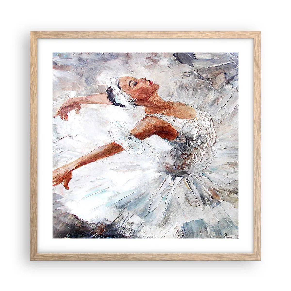 Een poster in een licht eiken lijst - Delicaat en licht als tule - 50x50 cm