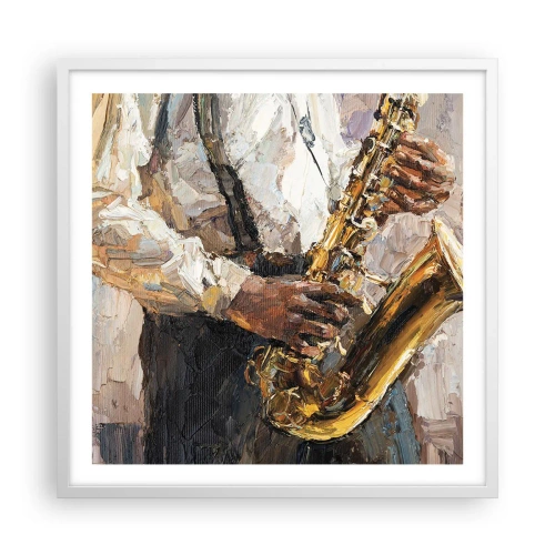 Poster in een witte lijst - Tijd om te solo te spelen - 60x60 cm