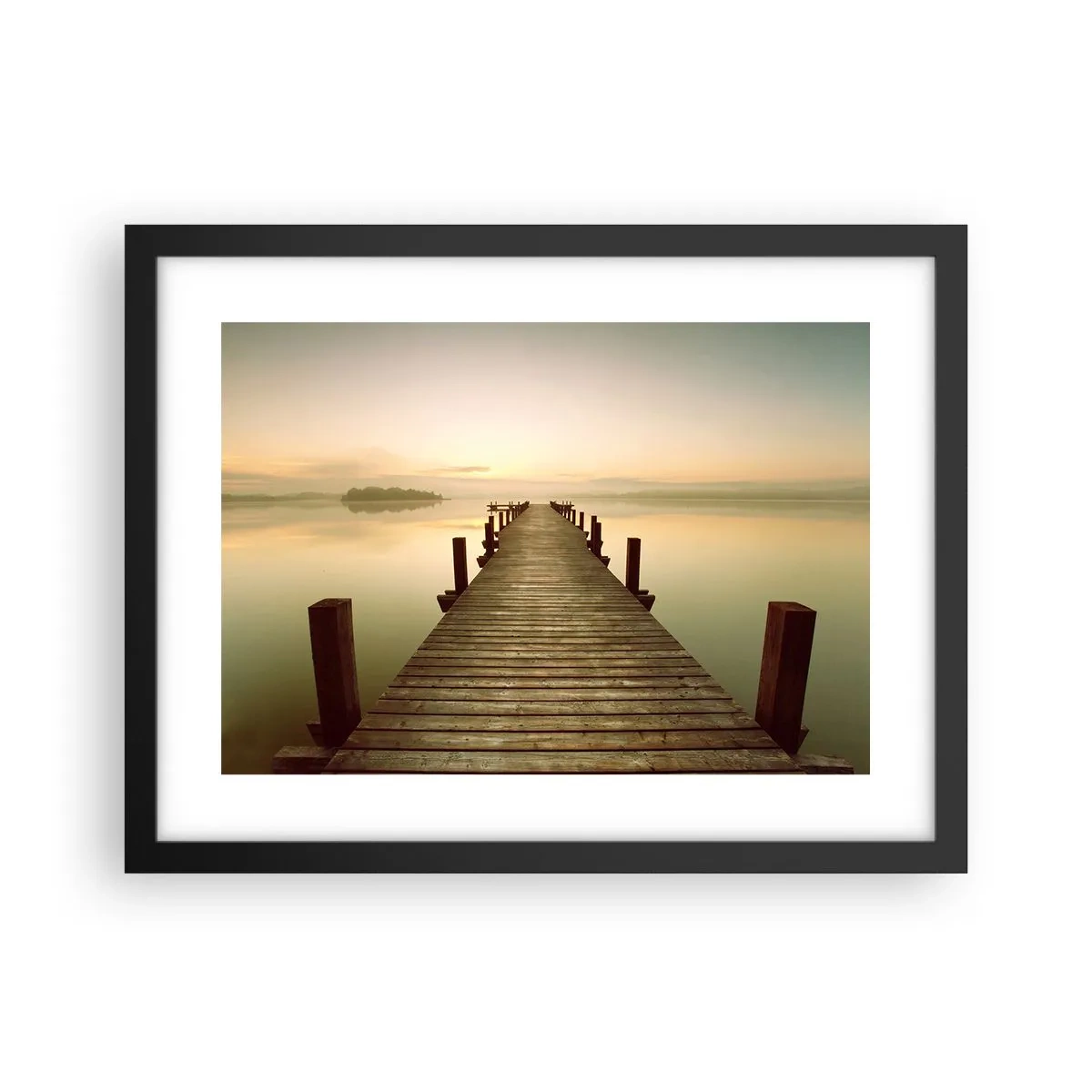 Poster in een zwarte lijst - Aanbreken van de dag, licht - 40x30 cm