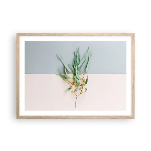 Een poster in een licht eiken lijst - Subtiliteit in pastelkleuren - 70x50 cm