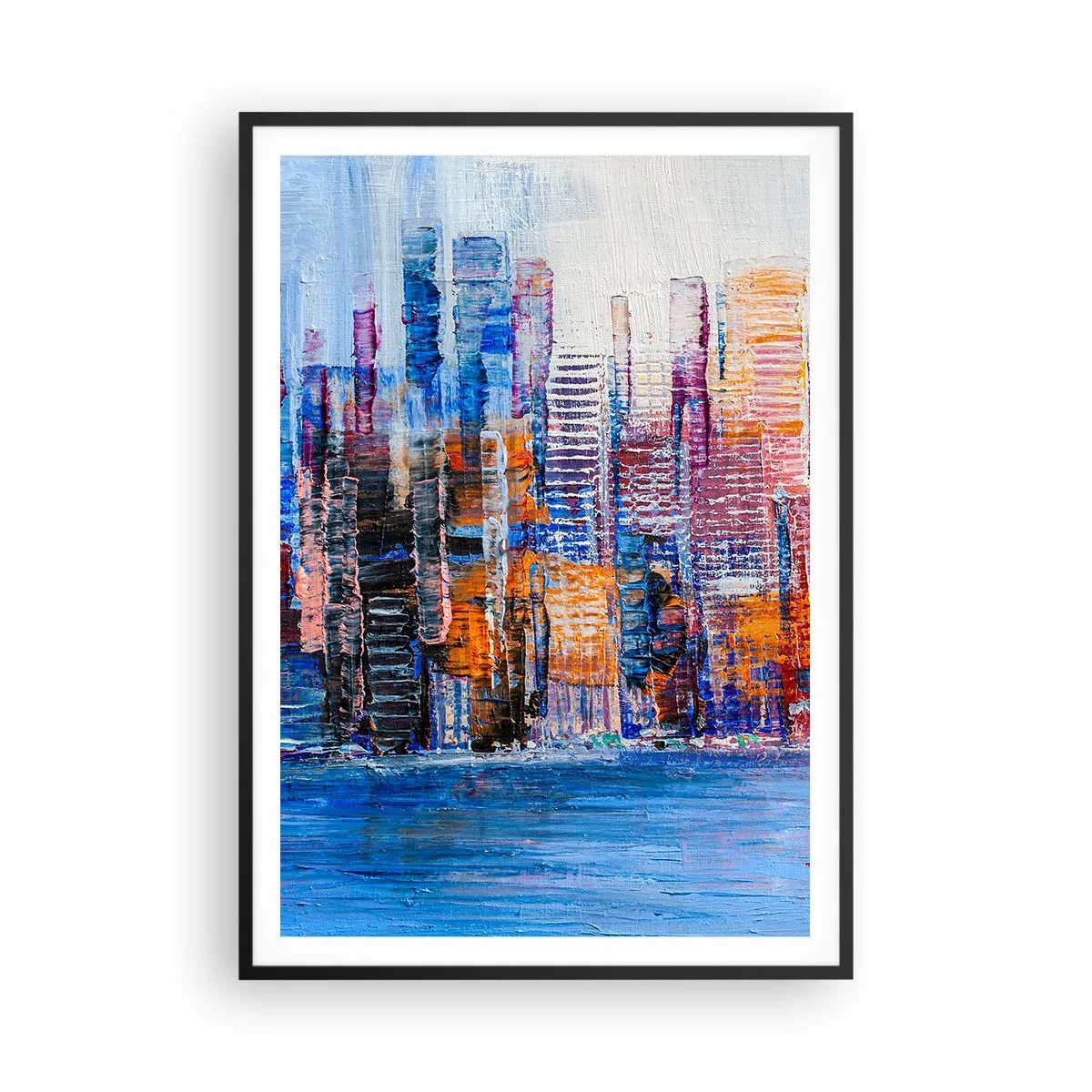 Poster in een zwarte lijst - Een vrolijke metropool - 70x100 cm