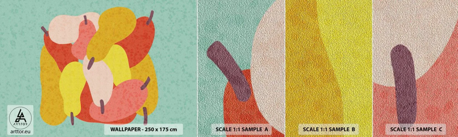 Fotobehang Monster Premium Sand - Probeer de zomerzon - Fruit, Peren, Gezondheid - 100x30 cm