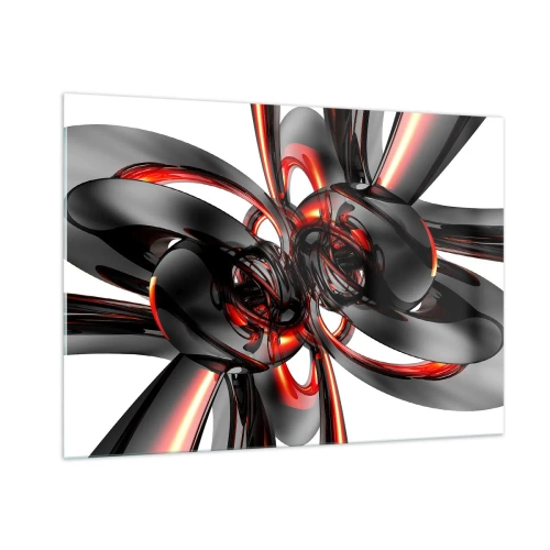 Schilderen op glas - Beweging in grafiet en rood - 100x70 cm