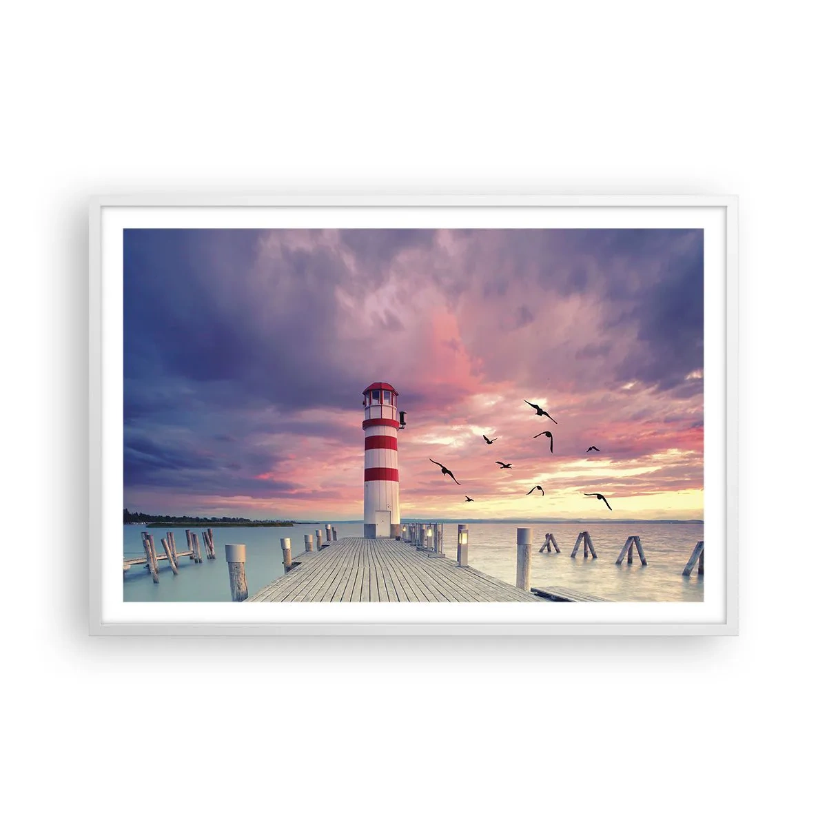 Poster in een witte lijst - Het is tijd naar de haven te gaan - 91x61 cm