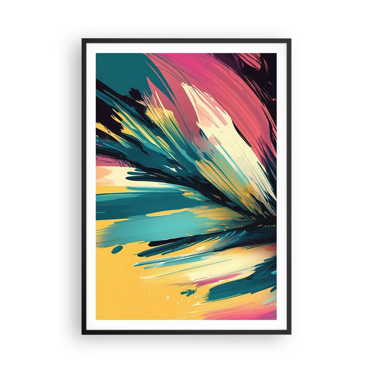 Poster in een zwarte lijst - Compositie – een explosie van vreugde - 70x100 cm