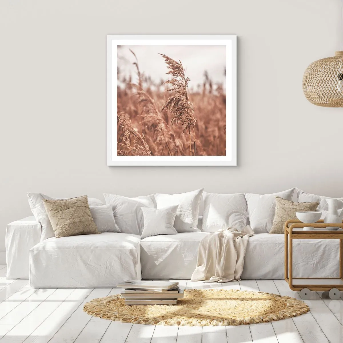 Poster in een witte lijst - Het is al herfst in de velden - 50x50 cm