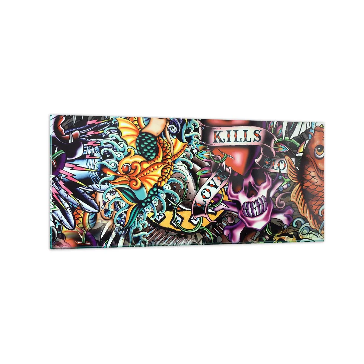 Schilderen op glas - De droom van de tatoeëerder - 120x50 cm