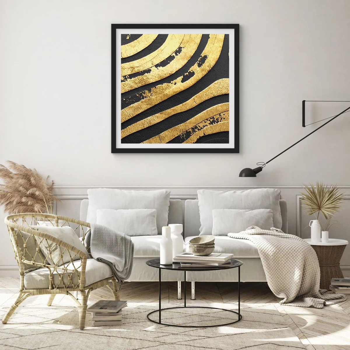 Poster in een zwarte lijst - Alles vloeit - 30x30 cm