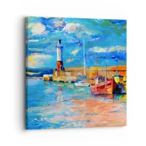 Schilderen op canvas - Een middag in de regenboogbaai - 30x30 cm