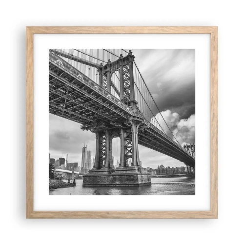 Een poster in een licht eiken lijst - Naar het hart van de stad - 40x40 cm