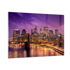 Schilderen op glas - Violet-goud Manhattan - 100x70 cm