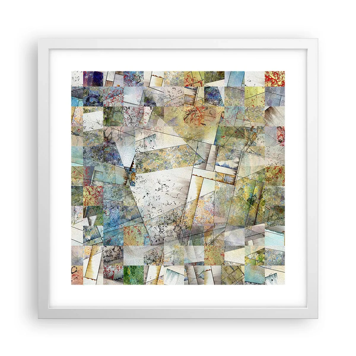 Poster in een witte lijst - Geometrische schuifeling - 40x40 cm