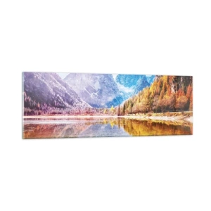 Schilderen op glas - En het is al herfst in de bergen - 90x30 cm