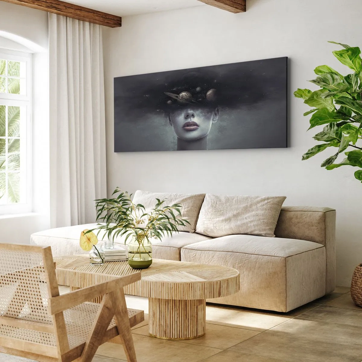 Schilderen op canvas - En de planeten worden gek... - 140x50 cm