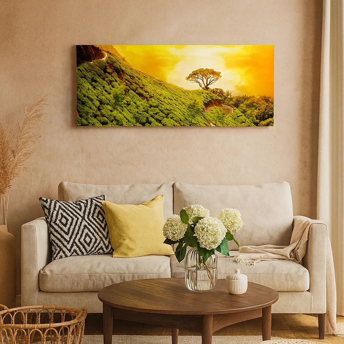 Schilderen op canvas - Een kronkelend pad, een groene helling - 30x30 cm