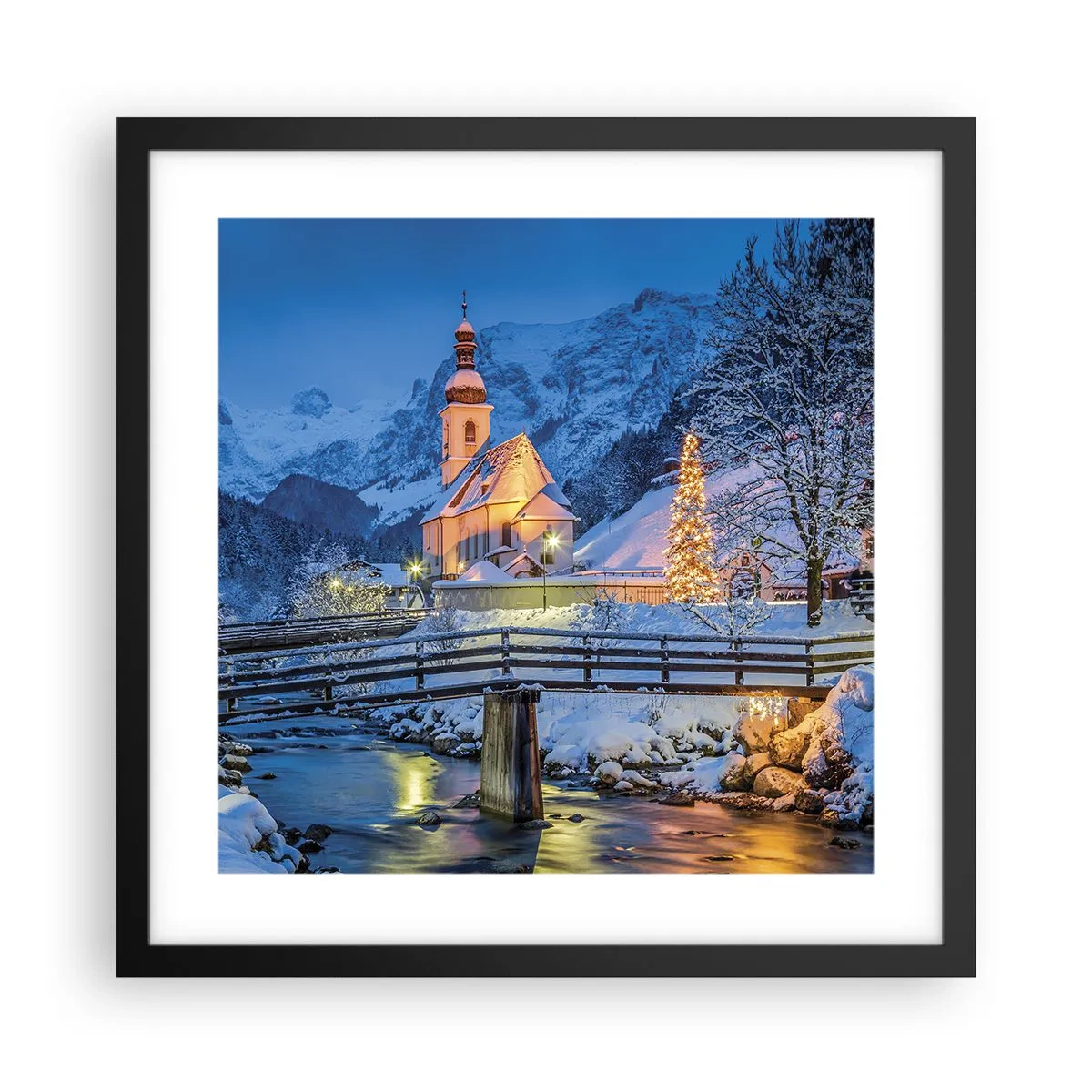 Poster in een zwarte lijst - Kerstgeest - 40x40 cm