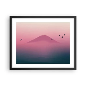 Poster in een zwarte lijst - Wandelaars boven de wolken - 50x40 cm