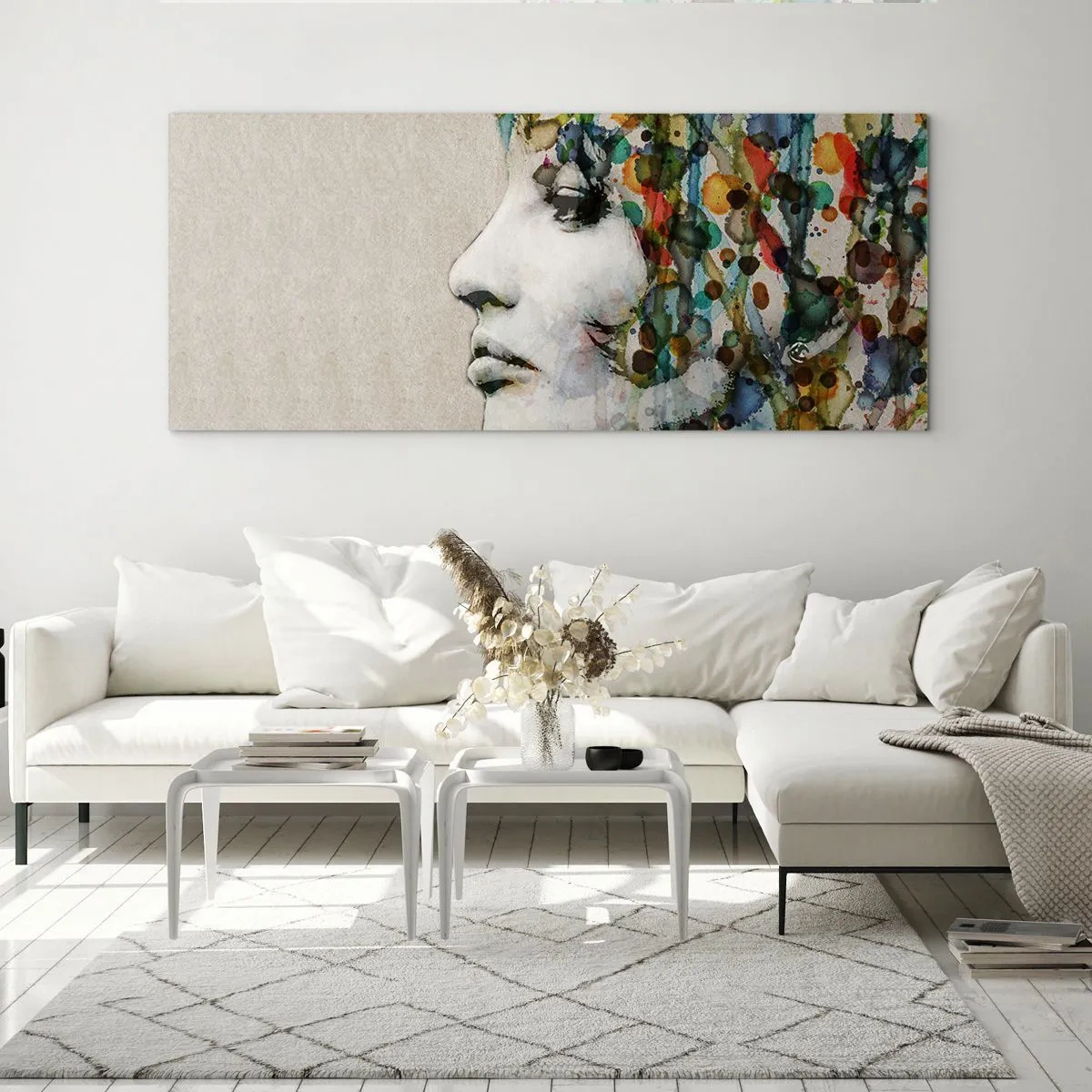 Schilderen op glas - Ze kwam uit het grijs - 120x50 cm