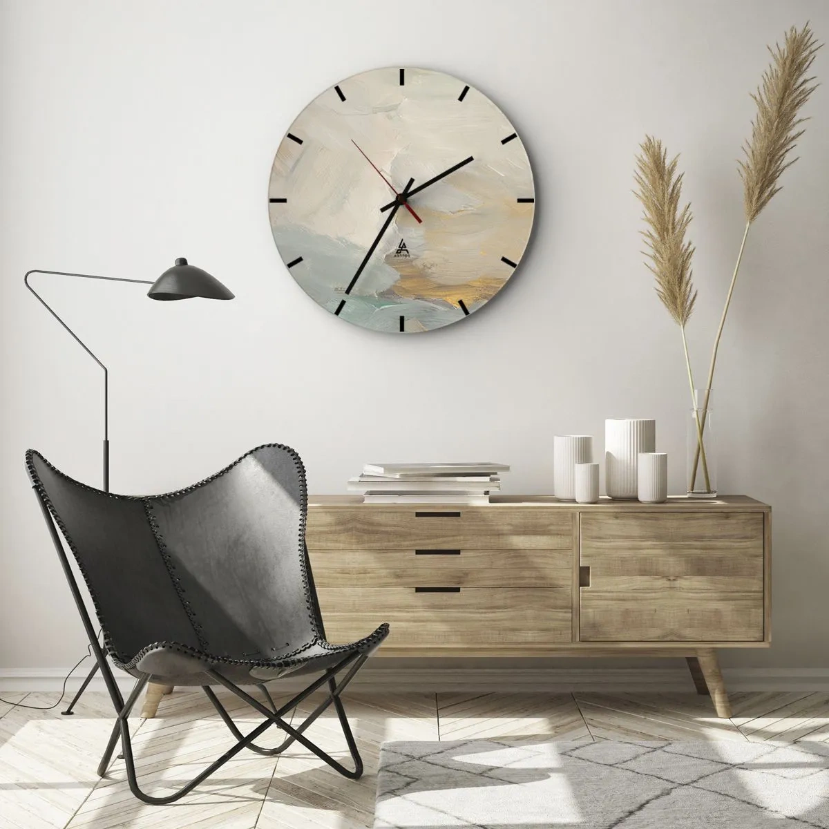 Wandklok - Klok - Abstractie – het land van zachtheid - 40x40 cm