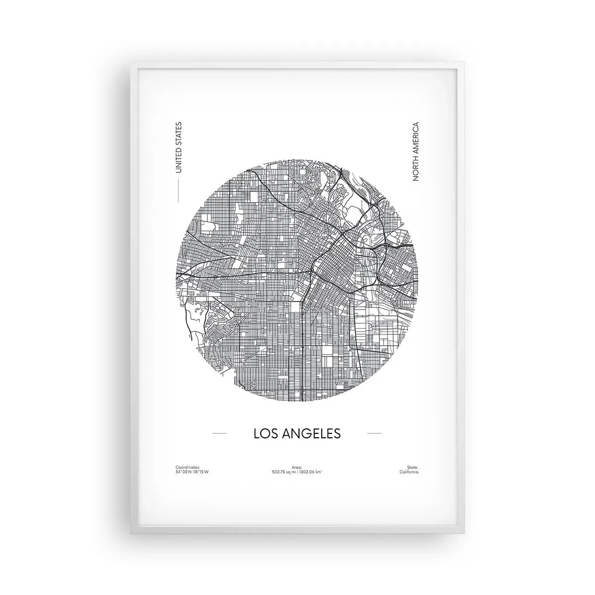 Poster in een witte lijst - Anatomie van Los Angeles - 70x100 cm