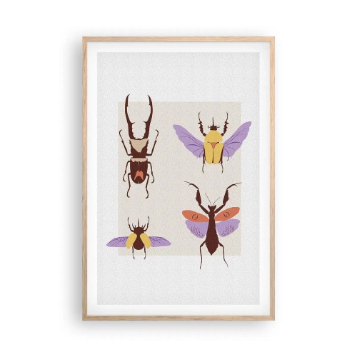 Een poster in een licht eiken lijst - Insectenwereld - 61x91 cm
