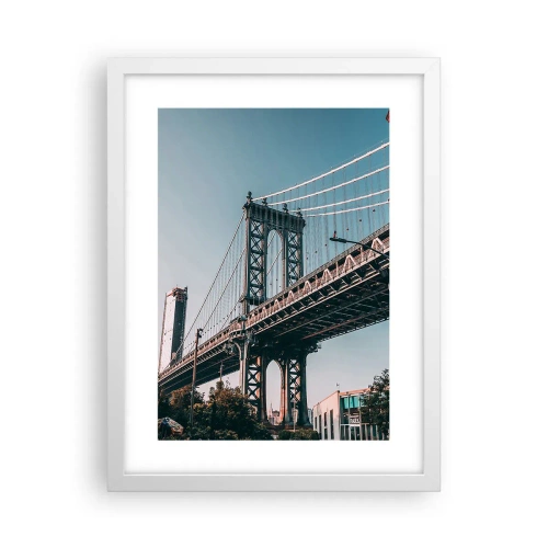 Poster in een witte lijst - Over de golven van de stad - 30x40 cm