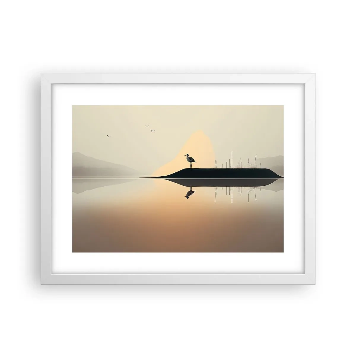 Poster in een witte lijst - Heer op het meer - 40x30 cm