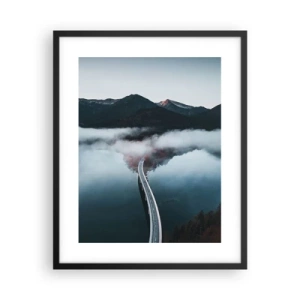 Poster in een zwarte lijst - Over water zo glad als een spiegel - 40x50 cm