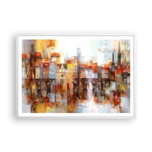 Poster in een witte lijst - Ook onder de brug is het mooi - 100x70 cm
