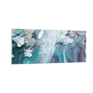 Schilderen op glas - Stromingen van hemelsblauw - 100x40 cm