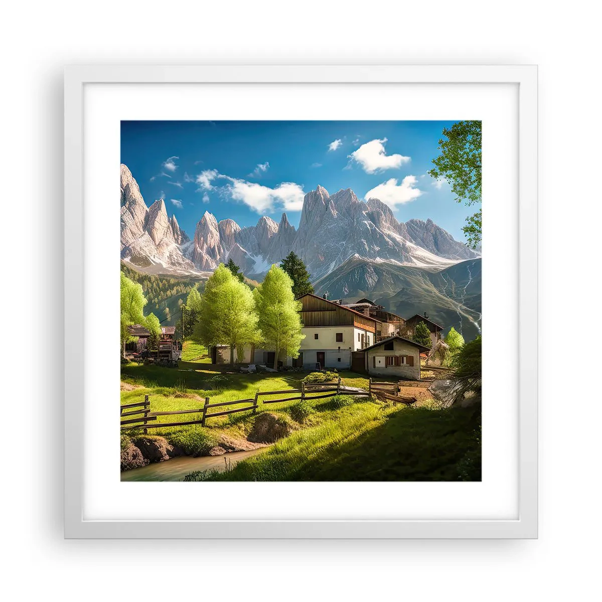 Poster in een witte lijst - Alpine idylle - 40x40 cm