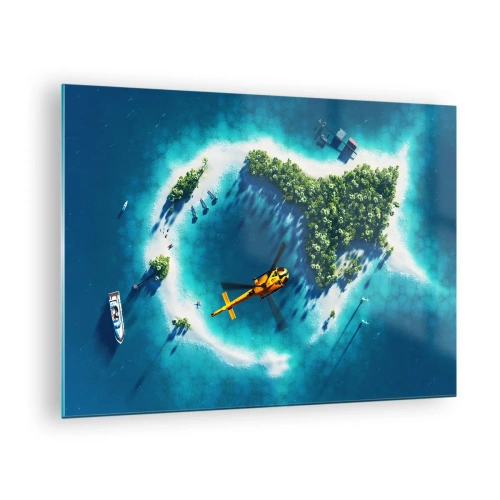 Schilderen op glas - Koop een eiland voor jezelf - 70x50cm - Koop een eiland voor jezelf - Moderne wanddecoratie voor woonkamer en slaapkamer ARTTOR