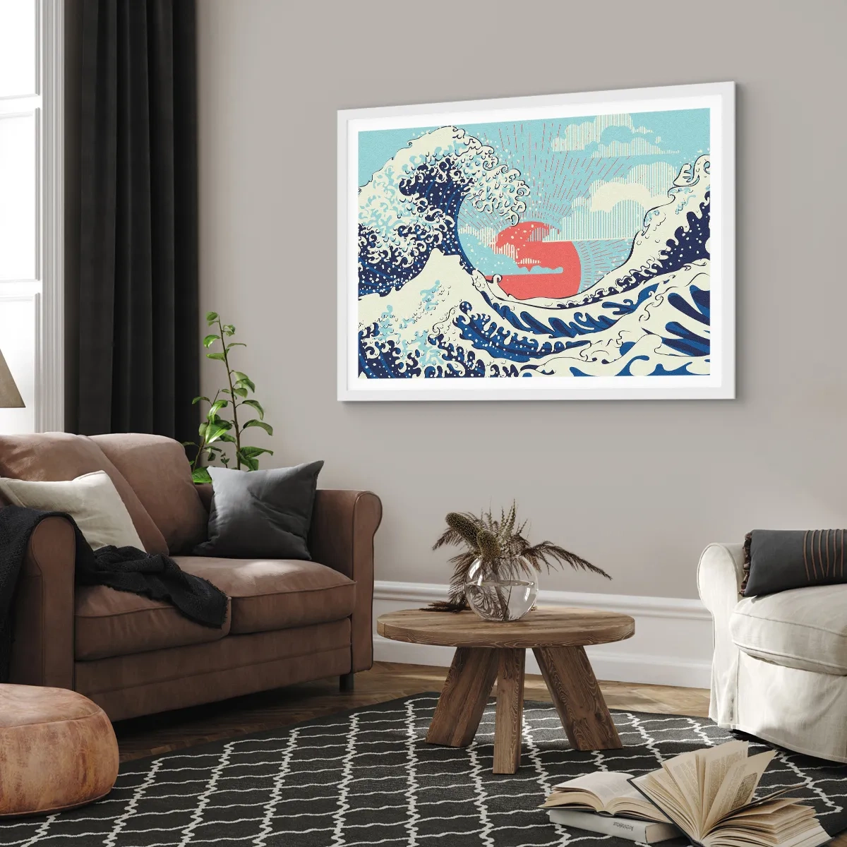 Poster in een witte lijst - Van Japanse inspiratie - 50x40 cm