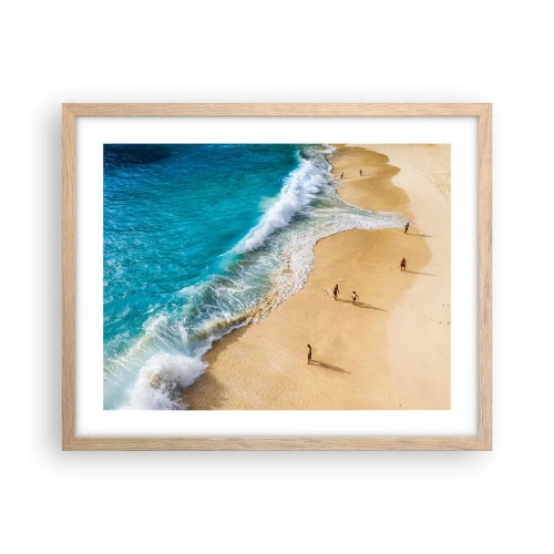 Een poster in een licht eiken lijst - En dan de zon, het strand… - 50x40 cm