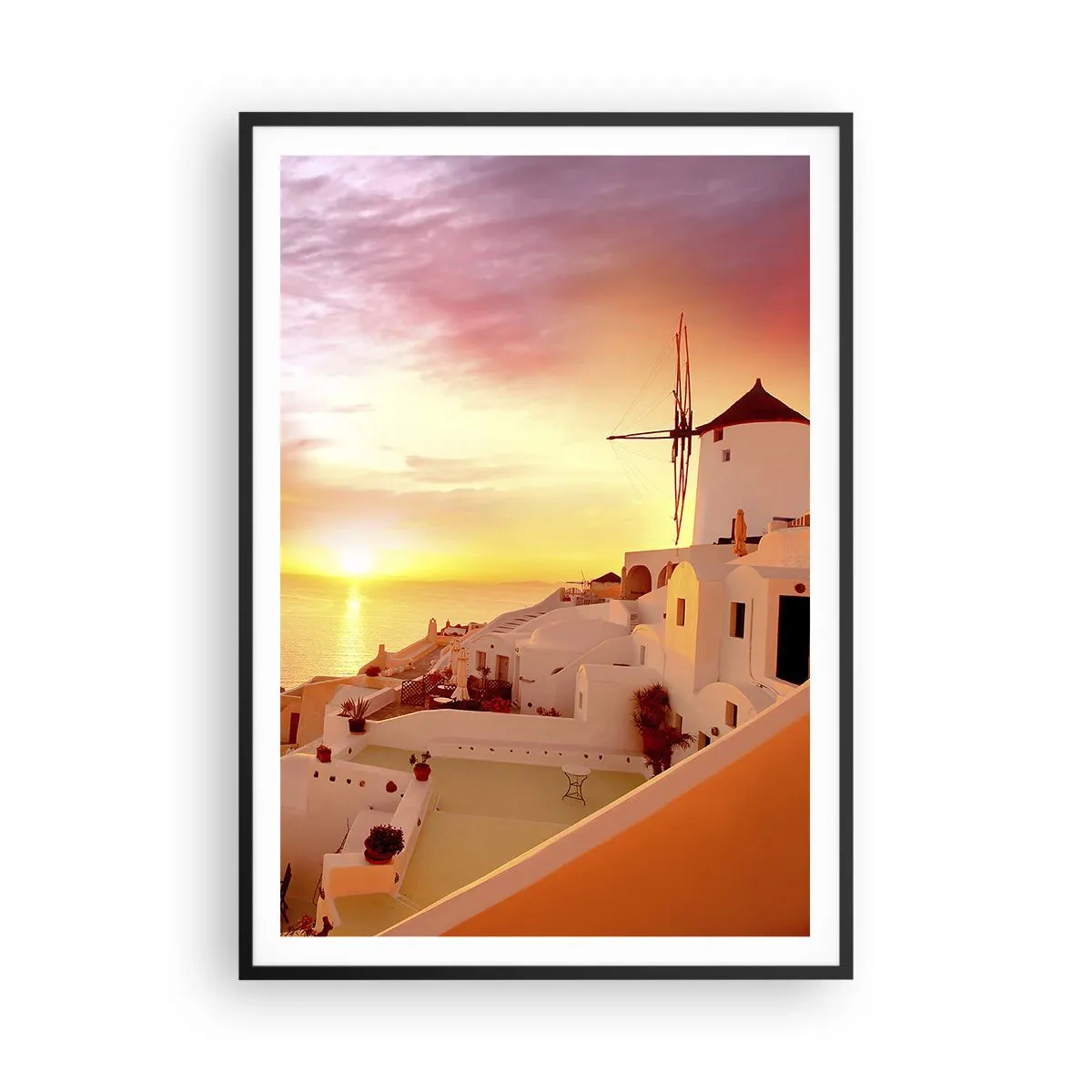 Poster in een zwarte lijst - Spreiden in wit en goud  - 70x100 cm