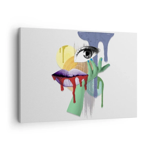 Schilderen op canvas - Gedeconstrueerd portret met abstracte elementen - 70x50cm - Een gedeconstrueerd portret - Moderne wanddecoratie voor woonkamer en slaapkamer ARTTOR