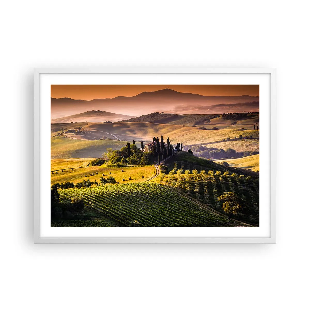 Poster in een witte lijst - Arcadia - het Toscaanse landschap - 70x50 cm