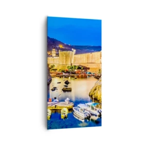 Schilderen op canvas - Verlichte nacht aan de Adriatische Zee - 65x120 cm