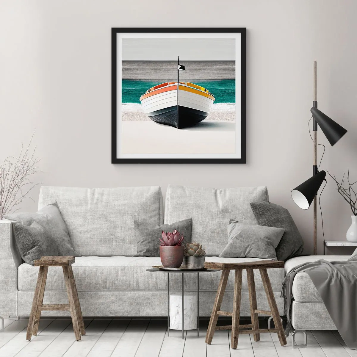 Poster in een zwarte lijst - Op zijn plaats - 50x50 cm