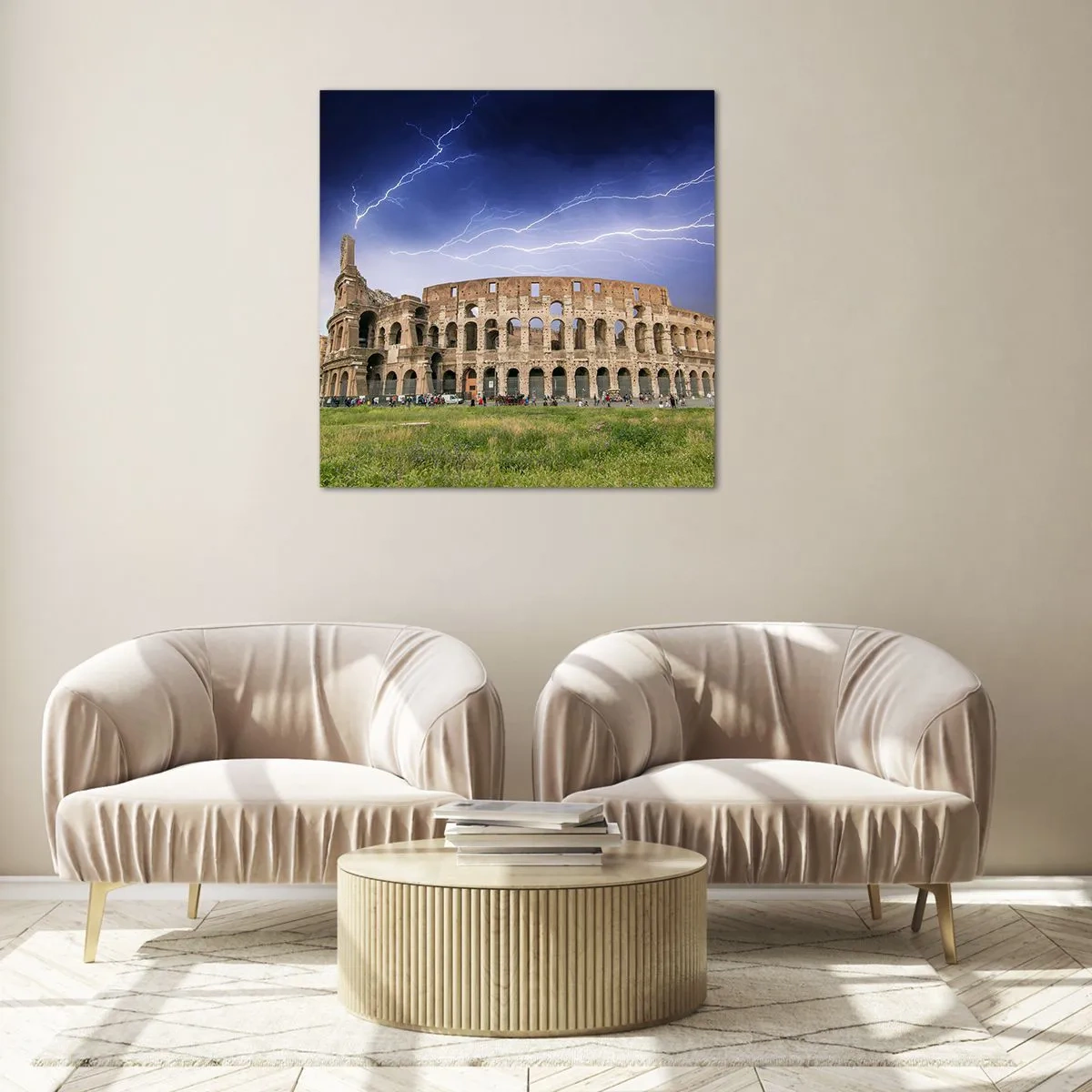 Schilderen op glas - Strijd Arena - 30x30 cm