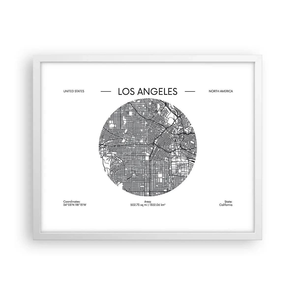 Poster in een witte lijst - Anatomie van Los Angeles - 50x40 cm