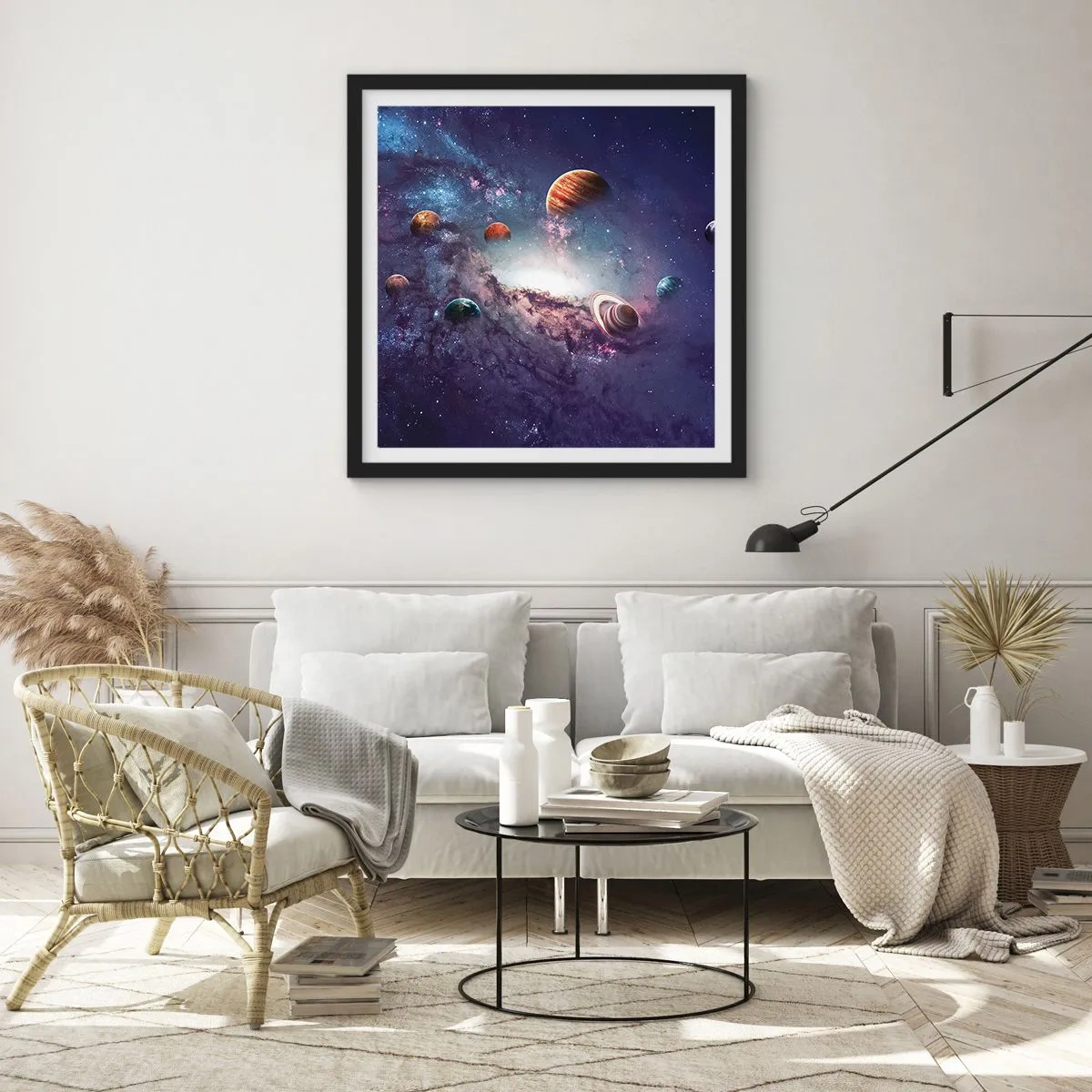 Poster in een zwarte lijst - Zonne-dans systeem - 40x40 cm